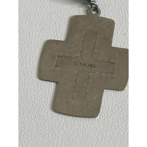 VTG Genuine Turquoise Sterling Cross  Native American Southwestern 18” Necklace - Picture 3 of 11